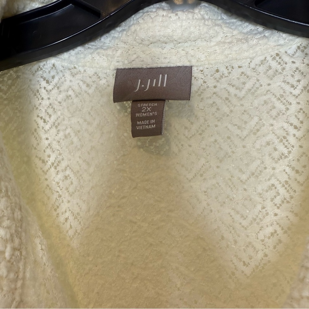 J. Jill stretch ivory crochet lace button down long sleeve blouse - Picture 3 of 16